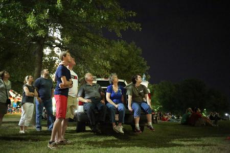 Students, families and friends of the university gathered at the conclusion of Union Night to marvel at the fireworks display over campus. - Photo by Kristi McMurry Woody