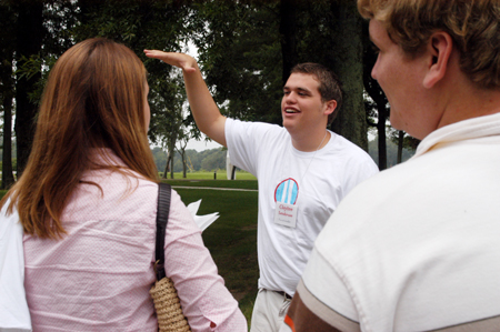 FOCUS leader Clayton Sanderson takes new students on a tour of Union's campus.  - Photo by Kristen Hiller