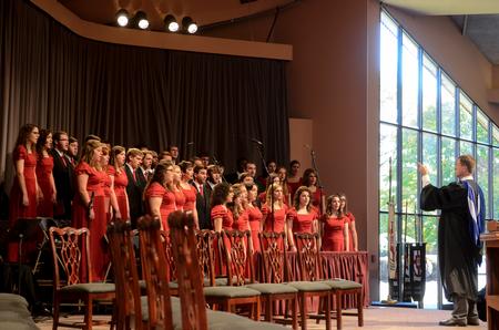 Voices of Proclamation performs during the processional for the inauguration of Union University's 16th president, Dub Oliver. - Photo by Kathleen Murray