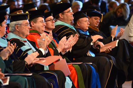 Representatives from numerous universities came to be part of the presidential inauguration of Dub Oliver.   - Photo by Emily Stookey