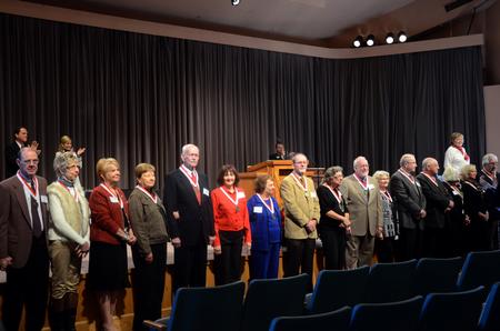 The Class of '65 is presented in homecoming chapel. - Photo by Amanda Rohde