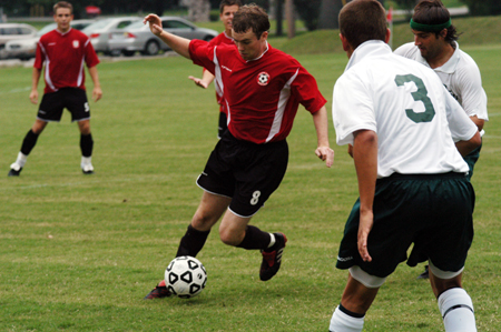 Benny Crozier (8) controls the ball during Union's win over Delta State. - Photo by Jonathan Blair