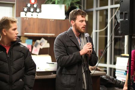 Tim Call, assistant resident director, welcomes students to the J-term ping pong tournament held in the Bowld Student Commons. - Photo by Kristi McMurry Woody