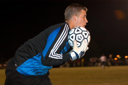 Chris Lean secures a shot as Union's goalie. - Photo by Jonathan Blair