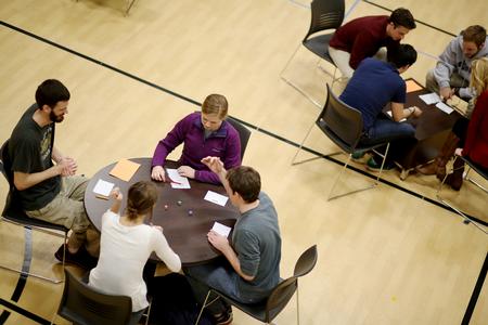Students enjoy a Bunko tournament in the Bowld Student Commons during January term. - Photo by Kristi McMurry Woody