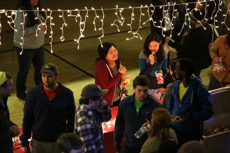 Students enjoy snacks provided by SGA during the annual Holla Back party that marks the start of the spring semester. - Photo by Kristi McMurry Woody