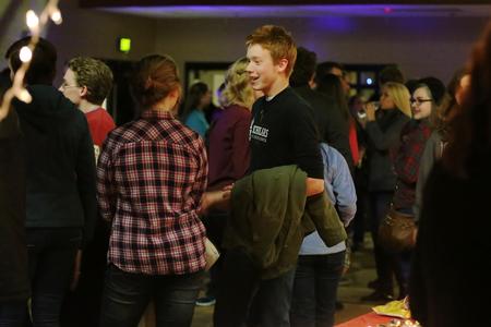 Students greet each other after a long winter break at the Holla Back party held in the Bowld Student Commons. - Photo by Kristi McMurry Woody