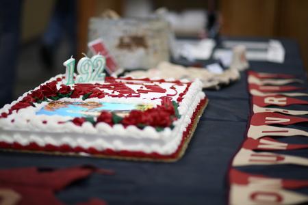 Brewer Dining Hall celebrates the 192nd birthday of Union University with a cake and historic memorabilia during lunch. - Photo by Amanda Rohde