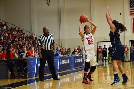 Amber Rechis goes to pass during the NCAA Division II Women's Basketball South Region Championship Game. - Photo by MiKalla Cotton