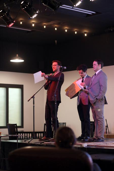 Timothy Simpson, senior media communications major, received ten awards for his long form film "The Fall" at the 2015 Student Film Festival. Eddie Echeverria, sophomore political science major, and Sam Jones, sophomore broadcast journalism major, hosted the show. - Photo by Amanda Rohde