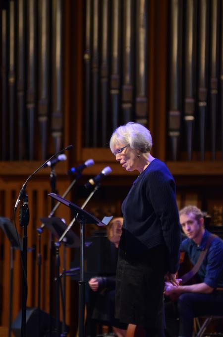 Nancy Thomas, associate director of the center for faculty development, reads a Psalm during the Lenten Service in the G.M. Savage Memorial Chapel. - Photo by Meg Rushing