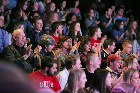 The crowd laughs and cheers at "The Dub Show," an improv show hosted by Blank Slate. - Photo by Kristi McMurry Woody