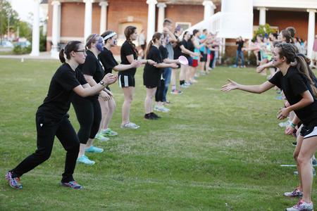 Students start a balloon toss competition at the end of Res Life's Field Day.  - Photo by Kristi McMurry Woody