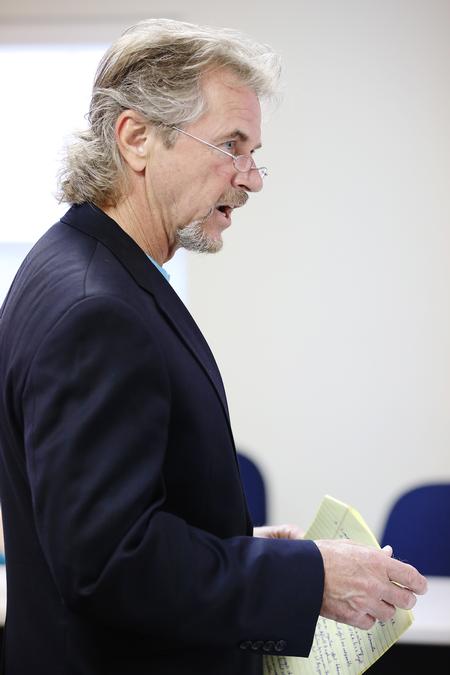 Steve Arendall, director of the MBA program on the Germantown campus, teaches a class.  - Photo by Kristi McMurry Woody