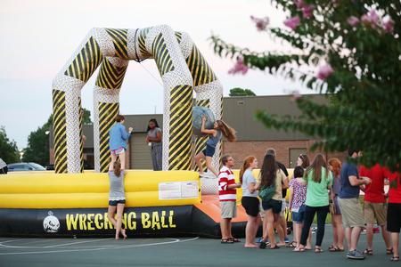 Students enjoy SAC Welcome Week Fest activities, including several inflatable games. - Photo by Kristi McMurry Woody