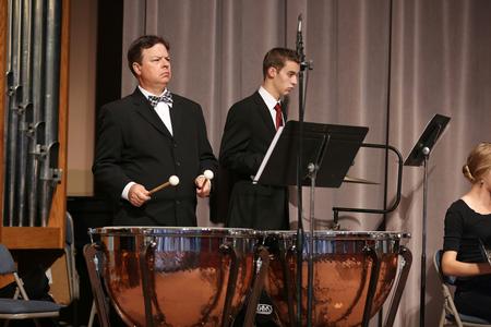 Michael Mann, assistant professor of music, plays during Convocation. - Photo by Kristi McMurry Woody