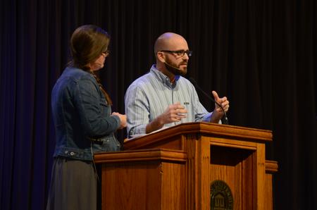 Jamie and Suzanne Mosley, pastor and wife of Redeemer church in Hendersonville, Tennessee, spoke to students about a few truths of a Christ centered marriage and family.  - Photo by Elizabeth Wilson