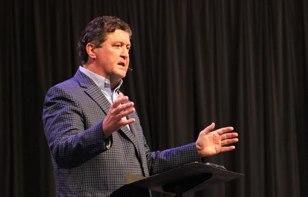 Steve Gaines, pastor of Bellevue Baptist Church, talks in chapel during his Faith in Practice series. - Photo by Sol Bee Park