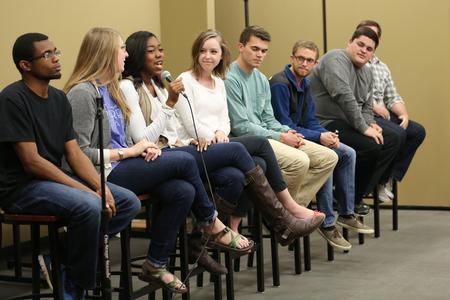 Student leaders on a panel introduce themselves to prospective students during Bulldog Days. - Photo by Kristi McMurry Woody