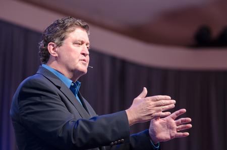Steve Gaines, pastor of Bellevue Baptist Church in Cordova, Tennessee, begins his first of three sermons for the Faith in Practice chapel series. - Photo by David Parks