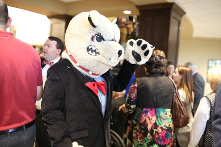 Buster the Bulldog welcomes guests to The Logos as the doors are opened for the first time to the public. - Photo by Kristi McMurry Woody