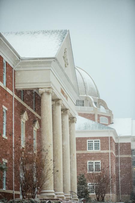 Jennings Hall on a snowy day. - Photo by Kristi McMurry Woody