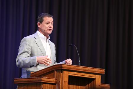 Kevin Ezell, president of the North American Mission Board, talks in chapel about being on mission in our daily lives.  - Photo by Kristi McMurry Woody
