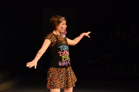 Colleen Gilroy, junior special education major, dances her way to the top at the LipSync Battle.  - Photo by Gretchen Foels
