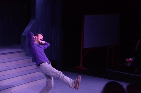 Chandler Clark, sophomore math education major, kicks back at the LipSync Battle.  - Photo by Gretchen Foels