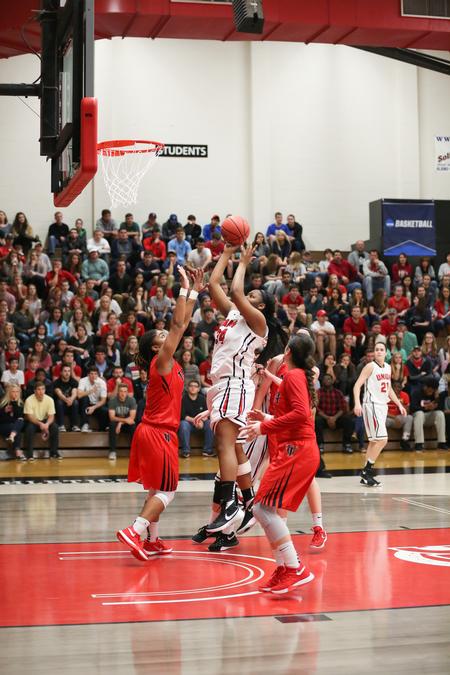 Carnecia Williams goes up for a shot against Tampa during the first round of the NCAA DII South Region Tournament. - Photo by Kristi McMurry Woody