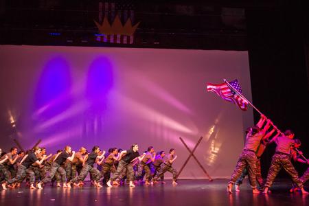 Chi Omega sorority patriotically concludes their act in the 2016 Variety Show. - Photo by David Parks