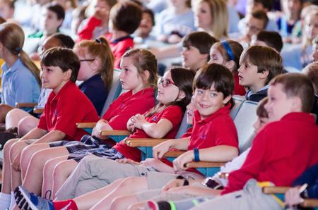 Children are entertained by the <i>Alexander and the Terrible, Horrible, No Good, Very Bad Day</i> musical in the G.M. Savage Memorial Chapel.  - Photo by David Parks