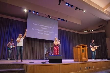 Students lead worship in chapel. - Photo by Janelle Vest