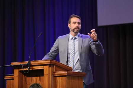 Justin Perry, pastor of Covenant Life Church in Tampa, Florida, speaks in chapel during Global Focus Month. - Photo by Kristi McMurry Woody