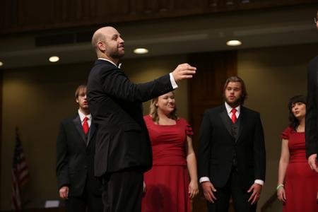 Scott Shepherd conducts the Voices of Proclamation during the Fall Choral Concert.  - Photo by Kristi McMurry Woody