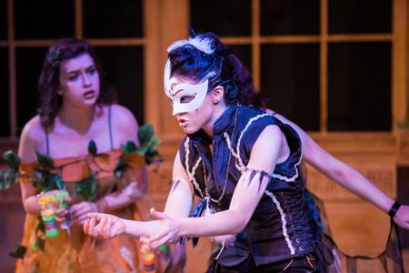 Cayley Cantwell, sophomore theatre major, plays Puck in <em>A Midsummer Night's Dream</em> in the W.D. Powell Theatre. - Photo by Kristi McMurry Woody