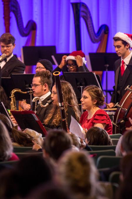Union University students perform during the Christmas concert in chapel.  - Photo by Morgan Morfe