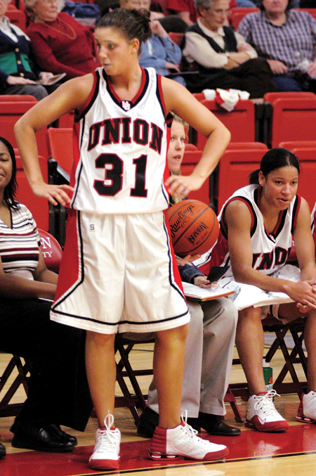 Freshman guard Merideth Richardson awaits to inbound the ball during a game in the 2004 Rotary Classic. - Photo by Jonathan Blair