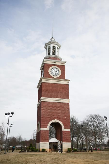A scripture reading marathon takes place under Miller Tower. - Photo by Kristi McMurry Woody