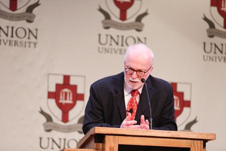Timothy George, founding dean of the Beeson Divinity School, speaks in the first plenary session of the Reformation 500 Festival. - Photo by Kristi McMurry Woody
