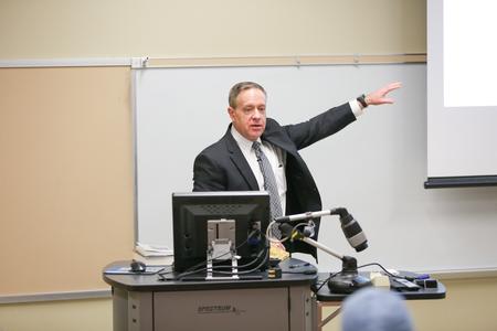 James Allen, visiting assistant professor of history, gives a lecture during the Reformation 500 Festival. - Photo by Kristi McMurry Woody