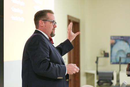 Hunter Baker, associate professor of political science, speaks during the Reformation 500 Festival. - Photo by Kristi McMurry Woody