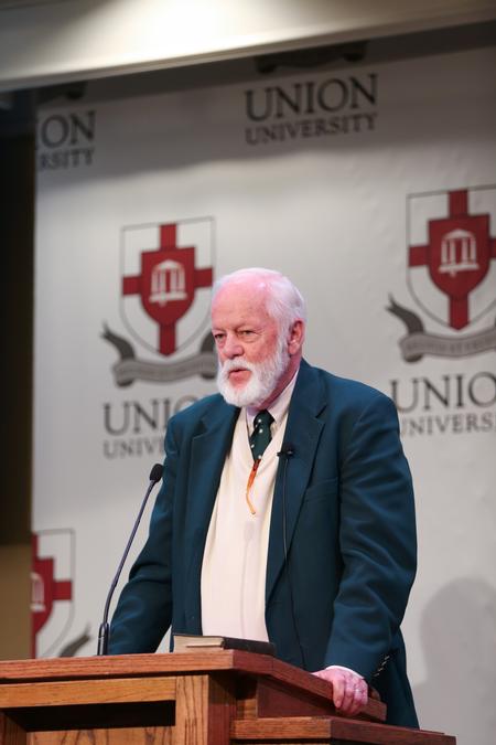 David Lyle Jeffrey, Distinguished Professor of Literature and the Humanities at Baylor University, speaks during the Reformation 500 Festival. - Photo by Kristi McMurry Woody