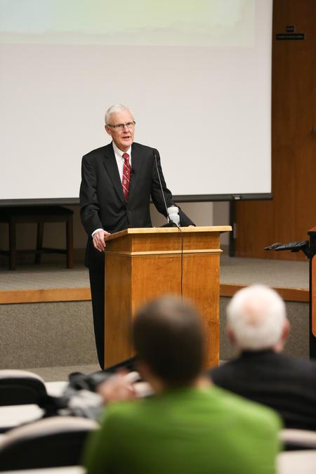 James Patterson, associate dean for the school of theology and missions, gives the inaugural lecture in the Dockery Lecture Series. - Photo by Kristi McMurry Woody
