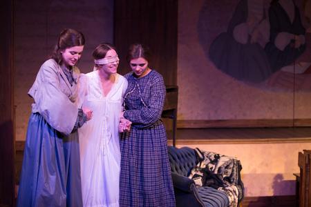 Mary Barnes, Kaylene Kalkbrenner and Tatum Shepperd perform in Little Women.  - Photo by Kristi McMurry Woody