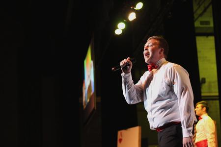Trenton Holloway of Lambda Chi Alpha performs with his fraternity brothers at the 20th annual SAC Variety Show. - Photo by Riley Boggs