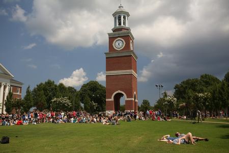 Students enjoy the solar eclipse at 96% totality. - Photo by Kristi McMurry Woody