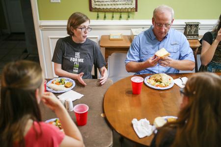 Beth and Andy Madison, Union faculty, host students for dinner during the annual Be Our Guest event.  - Photo by Kristi McMurry Woody