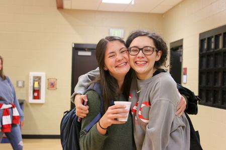 Eleah Augustine and Marianne Rivera pose for a photo in the Bowld Student Commons. - Photo by Hannah Heckart