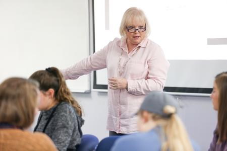 Melessia Mathis, assistant professor of education, teaches a class. - Photo by Kristi McMurry Woody